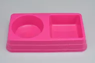 Dvojitá plastová miska na krmivo - Růžová (27,5x14,5x5cm)