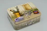 Plechový box na čaje s šesti přihrádkami a motivem levandule - BANQUET