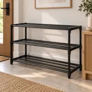 Třípatrový skládací kovový botník - 60 x 28 x 38 cm