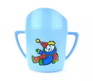 Hrníček pro kojence - 8 cm - modrý s klaunem - TVAR