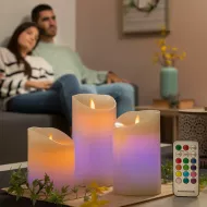 Vícebarevné svíčky LED s efektem plamene a dálkovým ovládáním Lendles - 3 ks - InnovaGoods