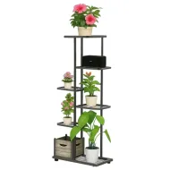 Stojan na květiny Ruhhy - 106 cm - 6 polic - černý