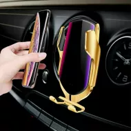 Bezdrátová nabíječka a držák do auta Lux R1 2 v 1 - zlatý