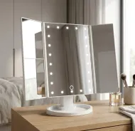 Zrcátko třípanelové s LED Dot osvětlením - bílé