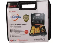 Akumulátorová vrtačka NAKIDA HT-5441 v kufříku - 2x baterie 21 V + sada příslušenství