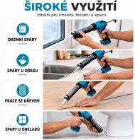 Akumulátorová tmelicí pistole HAYAMI - 4 rychlosti - tlak 300 kg - 21V + 2x baterie