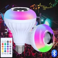 LED RGB barevná žárovka s Bluetooth reproduktorem
