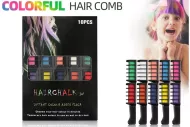 Hřebeny s omyvatelnými barevnými křídami na vlasy – 10 barev