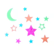 Barevné hvězdičky a měsíc svítící ve tmě - Rappa