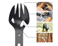 Multifunkční vidlička s nožem a otvírákem na konzervy 8v1
