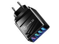 Síťová USB nabíječka - 4x USB Quick Charge 3.0 - VERK - černá