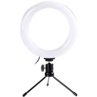 Přenosný stativ s LED kruhovou svítilnou pro streamery a vlogery - černý