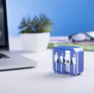 Napájecí kabel s konektory Micro USB, USB-C a Lightning - modrý