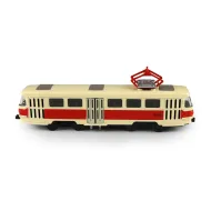 Kovová česká retro tramvaj Tatra T3 s otevíracími středními dveřmi - 16cm - červená