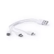 Napájecí kabel s konektory Micro USB, USB-C a Lightning - modrý