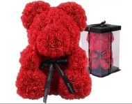 Medvídek z růží v dárkovém balení - 40 cm 