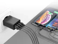 Síťová USB nabíječka - 4x USB Quick Charge 3.0 - VERK - černá