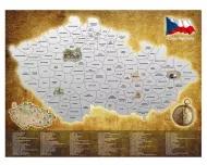 Stírací mapa České republiky - stříbrná - 80 x 65 cm