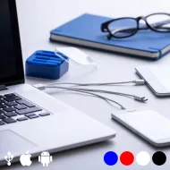 Napájecí kabel s konektory Micro USB, USB-C a Lightning - modrý