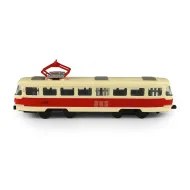 Kovová česká retro tramvaj Tatra T3 s otevíracími středními dveřmi - 16cm - červená