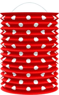 Papírový lampion - červený s tečkami - 23 cm - Rappa