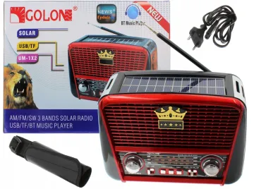 Přenosné rádio Golon RX-BT455S s Bluetooth, USB, TF, solárním napájením a dobíjecí baterií
