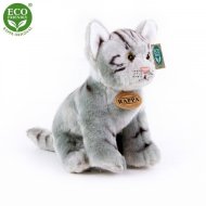 plyšová kočka šedá sedící, 24 cm