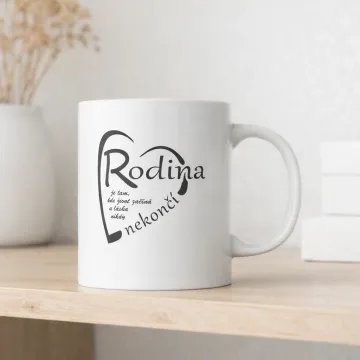 Dárkový hrnek - Rodina je tam, kde život začíná a láska nikdy nekončí