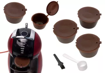 Sada 5 opakovatelně použitelných kapslí pro přípravu kávy a čaje Dolce Gusto - hnědé