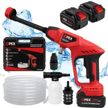 Aku tlaková myčka OPEX TOOLS OPX28001 – 21 V, 2× 3,0 Ah, sada s příslušenstvím