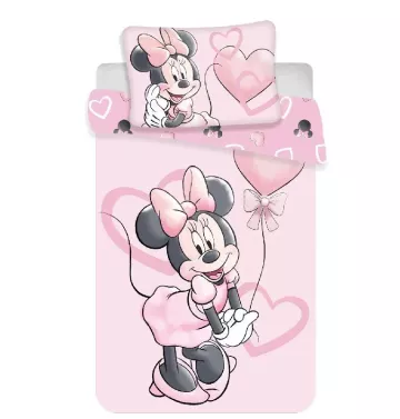 Bavlněné povlečení do postýlky - Minnie Pink Heart Baby - 100 x 135 - Jerry Fabrics