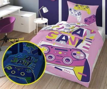 Svítící bavlněné povlečení - Play Game - 140 x 200 cm - Detexpol