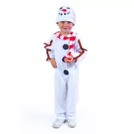 Dětský kostým sněhulák s čepicí a červenou šálou (M)
