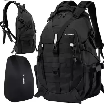 Černý vojenský turistický batoh s pláštěnkou Trizand - 25 l