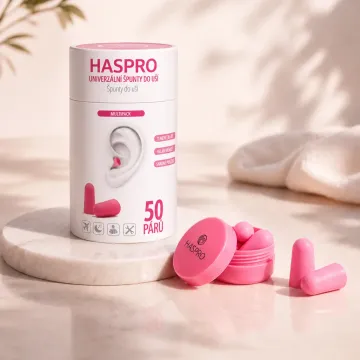 Špunty do uší na spaní - HASPRO TUBE50 – 50 párů - růžové