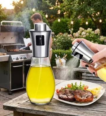 Dávkovač oleje s rozstřikovačem 200 ml - stříbrný