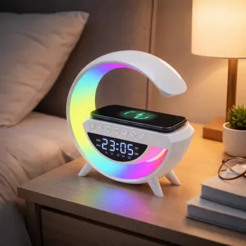 Bluetooth reproduktor s LED lampou bezdrátovou nabíječkou a hodinami - BT-3401