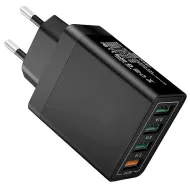 Síťová USB nabíječka - 4x USB Quick Charge 3.0 - VERK - černá