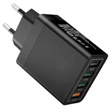 Síťová USB nabíječka - 4x USB Quick Charge 3.0 - VERK - černá