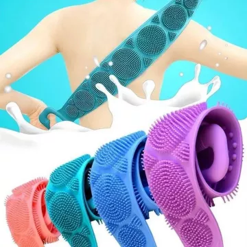 Silikonový kartáč na mytí zad - růžový