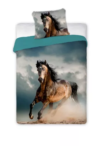 Bavlněné povlečení - Kůň v bouři - 140 x 200 cm + 70 x 90 cm - Faro
