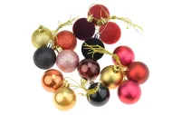 Sada vánočních kouliček - zlaté a fialové - 40 mm - 16 ks