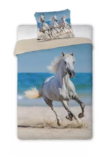 Bavlněné povlečení - Kůň na pláži - 140 x 200 cm + 70 x 90 cm - Faro