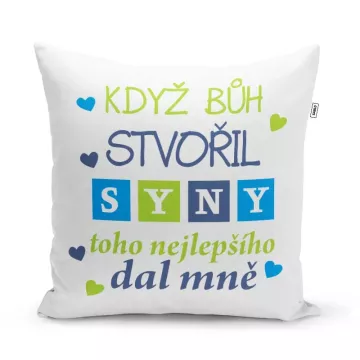 Polštářek s potiskem - Když Bůh stvořil syny - 40 x 40 cm - Sablio